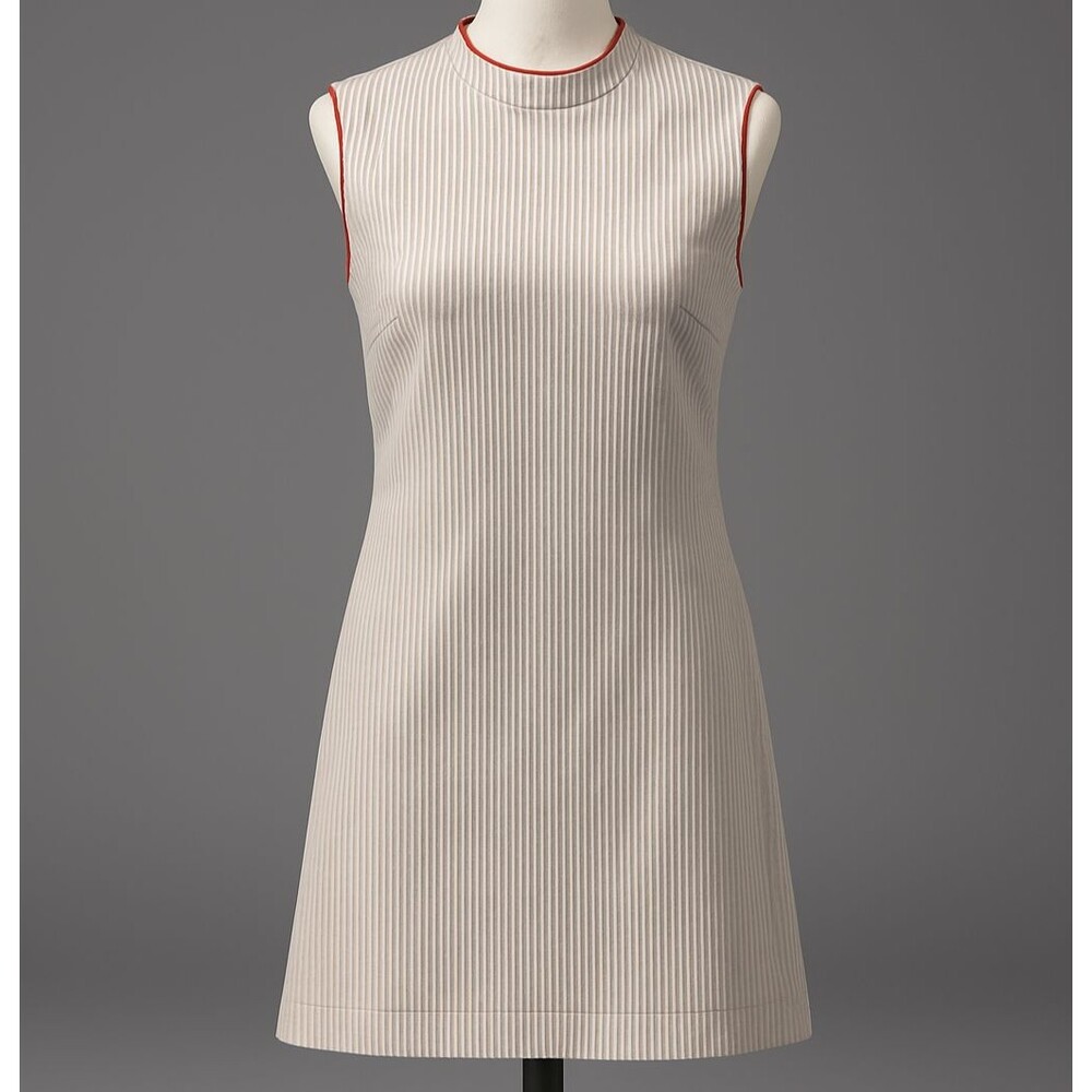 Vintage 1960s Verona Knits Orange & White Striped Sleeveless Dress size 3